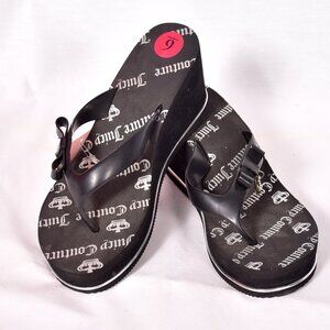 Juicy Couture Upbeat Women's Thong Platform Black Sandals Size 6